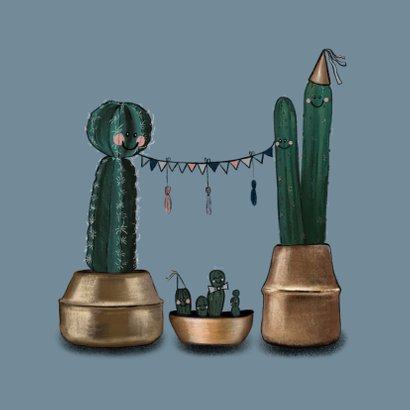 Vrolijke uitnodiging voor een feestje met cactussen 2