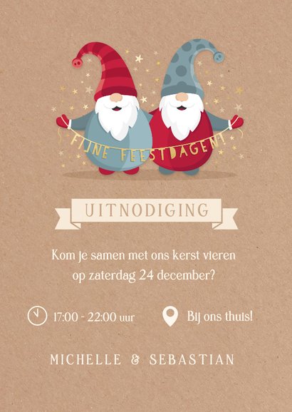 Vrolijke uitnodiging voor een kerstfeest met kerstkabouters  3