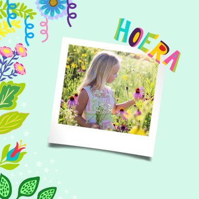 Vrolijke uitnodiging voor kinderfeestje met unicorn en foto 2