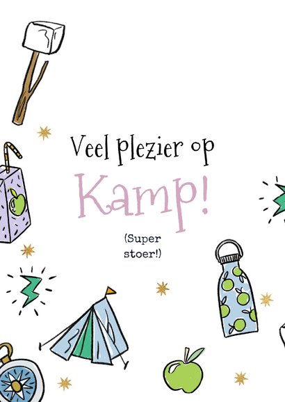 Vrolijke vakantiekaart ‘Veel plezier op kamp’ tas  2