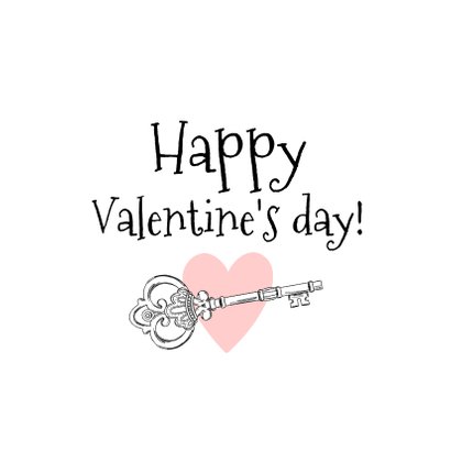 Vrolijke valentijnskaart met geïllustreerde sleutel en hart 2