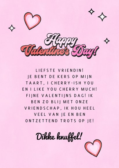 Vrolijke Valentijnskaart vriendinnen I like you cherry much  3