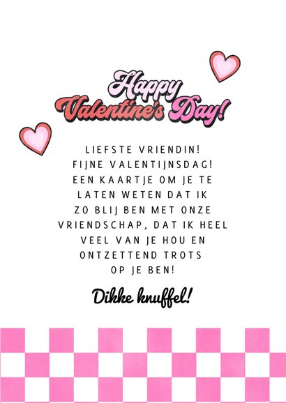 Vrolijke valentijnskaart vriendinnen met frietjes en hartjes 3