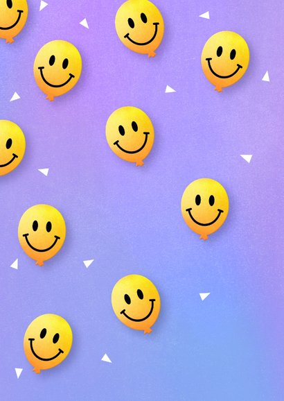 Vrolijke verjaardag kaart smileys ballonnen 2