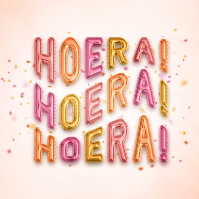 Vrolijke verjaardagskaart 'Hoera' ballonnen 2