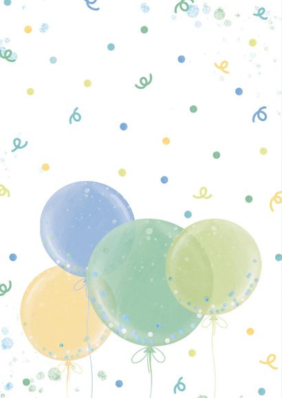 Vrolijke verjaardagskaart met ballonnen en confetti 2