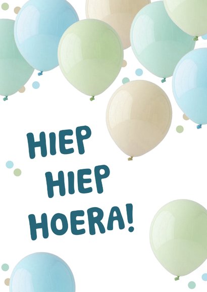 Vrolijke verjaardagskaart met ballonnen pastel groen foto 2