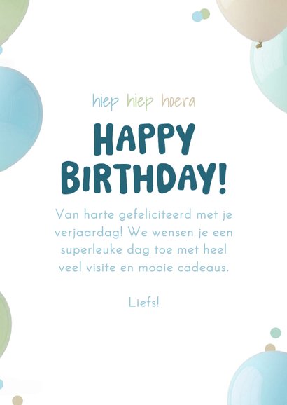 Vrolijke verjaardagskaart met ballonnen pastel groen foto 3