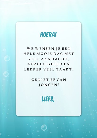 Vrolijke verjaardagskaart met dolfijn en bijpassende tekst 3