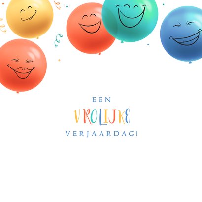 Vrolijke verjaardagskaart met gekleurde smiley ballonnen 2