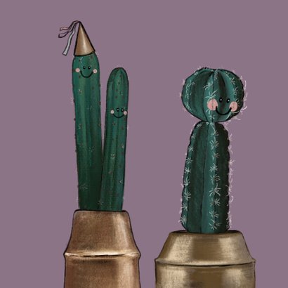 Vrolijke verjaardagskaart met illustratie cactussen 2