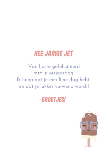 Vrolijke verjaardagskaart met illustratie van chocolade ijs 3