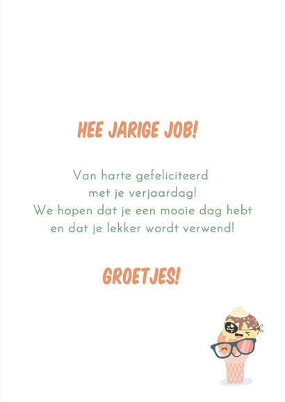 Vrolijke verjaardagskaart met illustratie van een ijsje 3