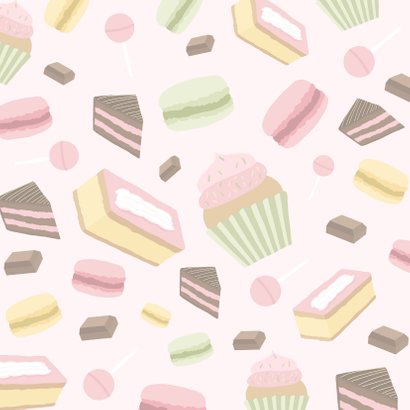 Vrolijke verjaardagskaart met illustraties van lekker eten 2