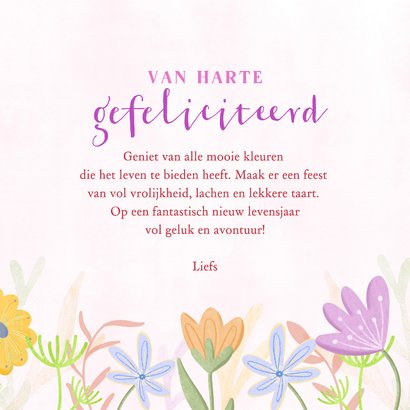 Vrolijke verjaardagskaart met kleurrijke bloemen 3
