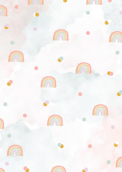 Vrolijke verjaardagskaart met regenboogjes en foto 2