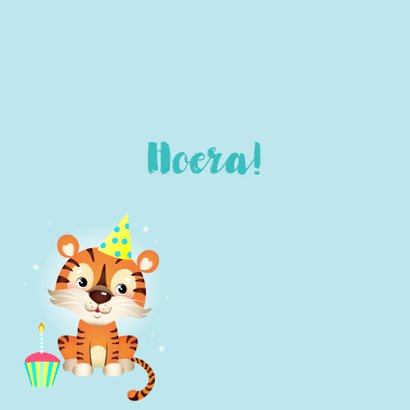 Vrolijke verjaardagskaart met tijger en cupcake 2