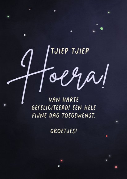 Vrolijke verjaardagskaart roodborstje in gekleurde lampjes 3