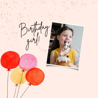 Vrolijke verjaardagskaart tompouce poes ballonnen leeftijd 2