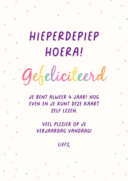 Vrolijke verjaardagskaart voor meisje met unicorn en foto 3