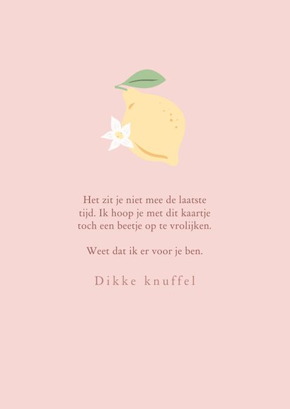 Vrolijke wenskaart met citroenen roze 3