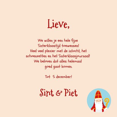 Vrolijke wenskaart Sinterklaas liefs van Sint en Piet 3