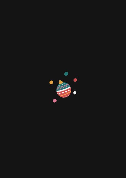 Vrolijke zakelijke kerstkaart met sokken en kerstballen Achterkant