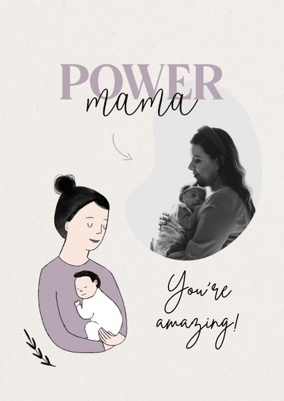 Vrouwendag Power Mama met baby illustratie