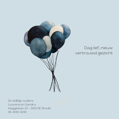 Waterverf geboortekaartje lieve olifant 2