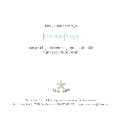 Waterverf kraamfeest uitnodiging met sterren en veertjes 2