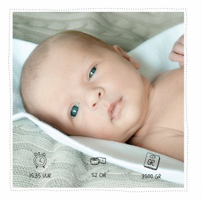 Waterverf Pastel geboortekaartje met foto's 2