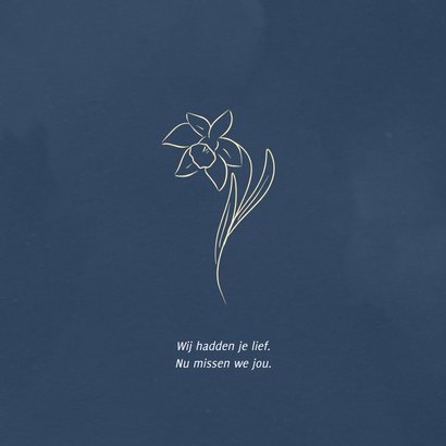 Waterverf rouwkaart met narcis donkerblauw 2