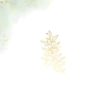 Waterverf trouwkaart save the date met goudfolie takje 2