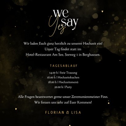 We say Yes - Hochzeitseinladung elegantes Schwarz 3