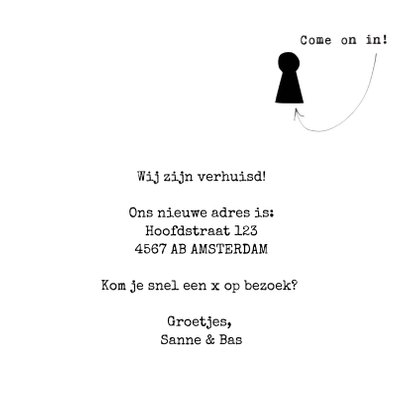 We've moved verhuiskaart met deuren en sleutelgat 3