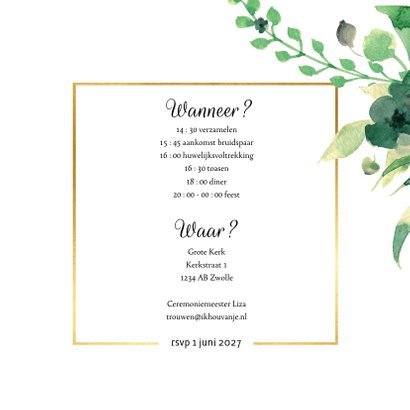 Wedding Trouwkaart Stijlvol wit met goud 3