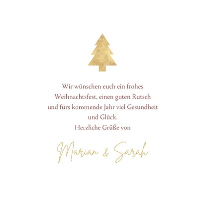 Weihnachtskarte Baum und Schrift in Goldoptik 3