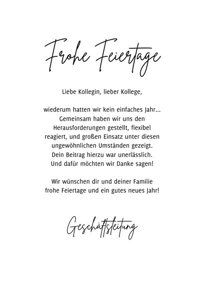 Weihnachtskarte Belegschaft mit Foto 'Thanks' 3