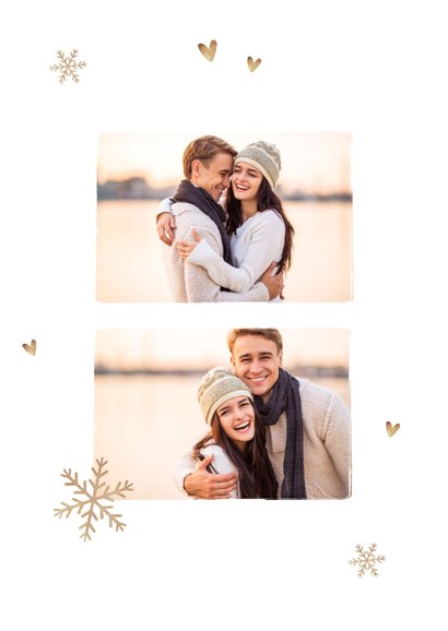 Weihnachtskarte Foto & goldene Schneeflocken 2