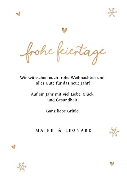 Weihnachtskarte Foto & goldene Schneeflocken 3