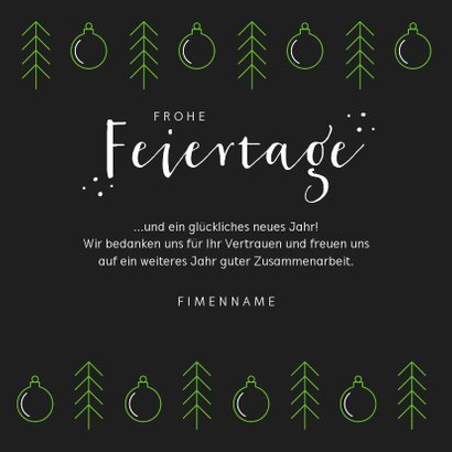 Weihnachtskarte geschäftlich Weihnachtsbäume & Kugeln 3