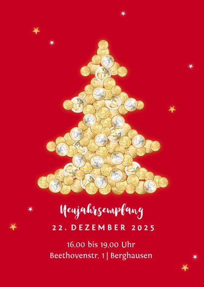 Weihnachtskarte geschäftlich Weihnachtsbaum aus Münzen 2