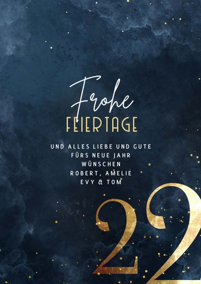 Weihnachtskarte große Jahreszahl Gold 3