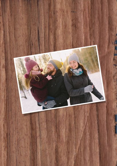 Weihnachtskarte Holzlook robust mit Foto und Sternen 2