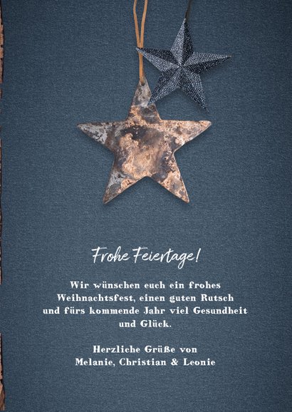 Weihnachtskarte Holzlook robust mit Foto und Sternen 3