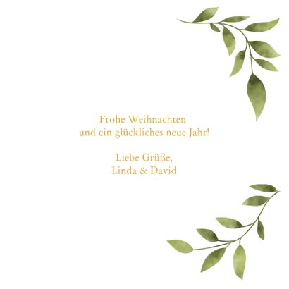 Weihnachtskarte 'merry&bright' mit Foto und grünen Blättern 3