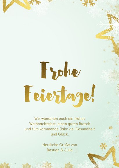 Weihnachtskarte mintgrün pastell mit Goldakzenten 3