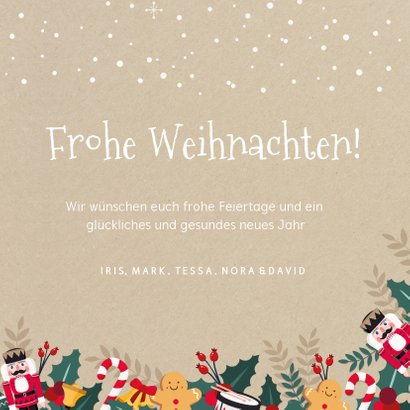 Weihnachtskarte mit 3 Fotos und lustigen Illustrationen 3