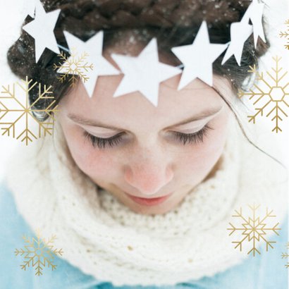 Weihnachtskarte mit Foto und eleganten Schneeflocken 2
