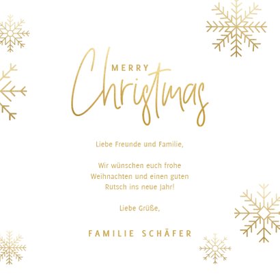 Weihnachtskarte mit Foto und eleganten Schneeflocken 3
